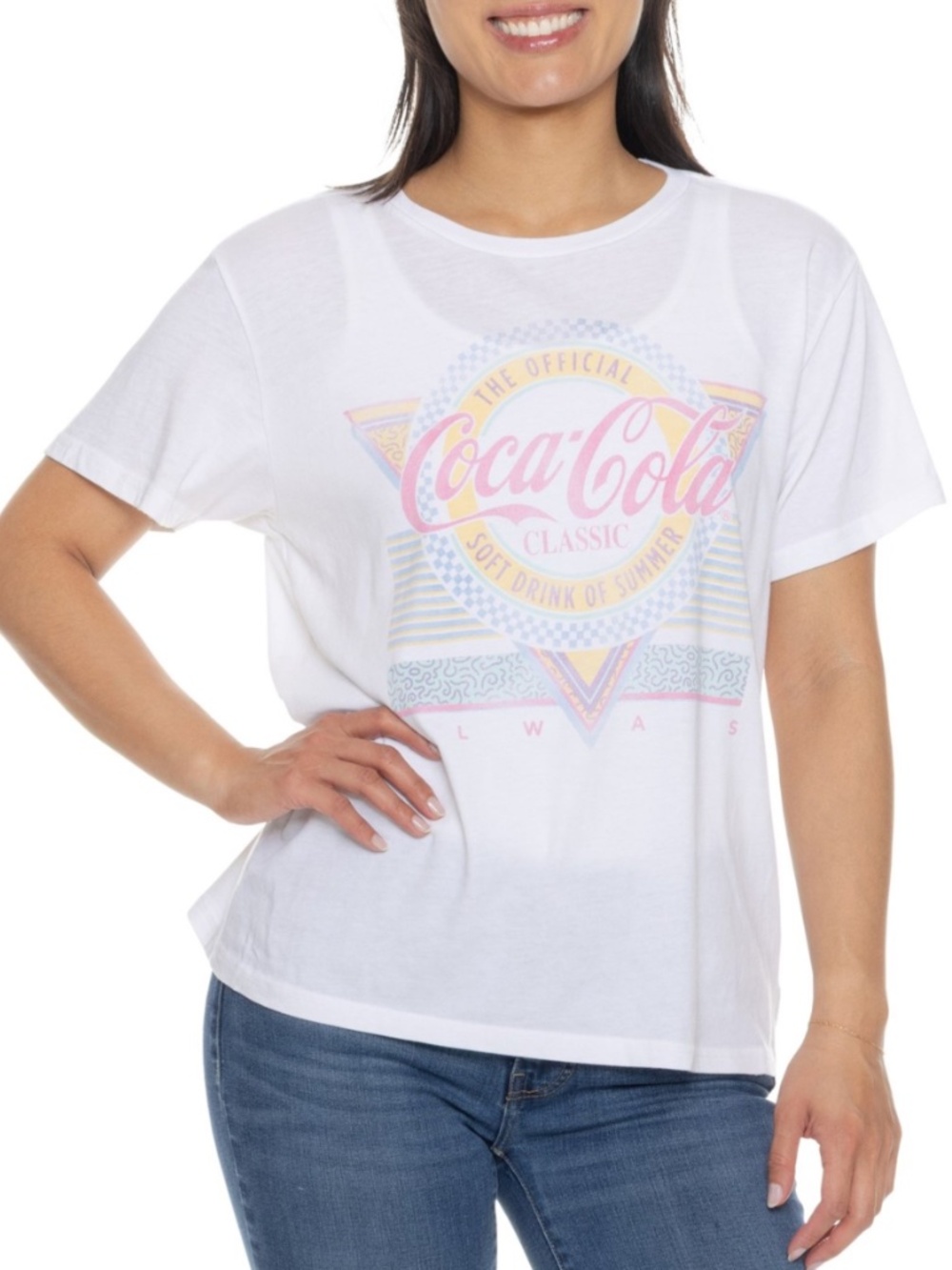 Lucky Brand x Coca-Cola White Classic Summer Graphic Front Short Sleeve T-Shirt